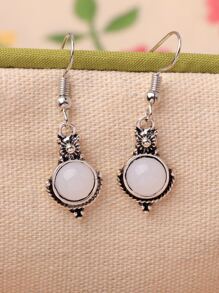 Pendientes largos con textura de metal - Beis - Ver 5