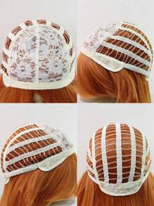 1pc Tóc giả tổng hợp Cosplay thẳng dài có mái bằng và 1 cái mũ tóc giả 1pc - trái cam - Xem 8