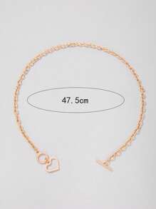 Heart Charm OT Buckle Necklace - Yellow Gold - View 4