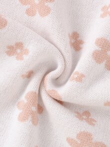 嬰兒花卉圖案荷葉邊針織連身短褲不帶T恤 - 粉色 - 查看 7