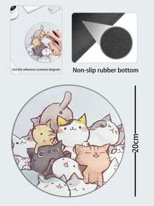 Cartoon Cat Print Rubber Mouse Pad - Multicolor - View 5