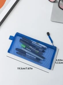 1pc Plain Pencil Bag - Blue - View 2