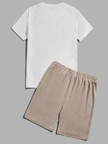 Manfinity VCAY Men Letter Graphic Tee & Shorts - Multicolor - View 2