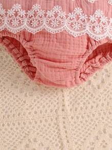 Baby Contrast Lace Cami Top & Shorts - Pink - View 5