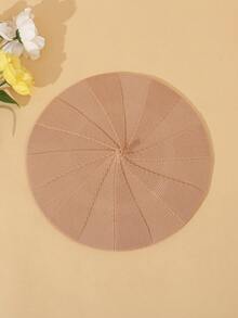 1頂春夏時尚新款網眼針織休閒貝雷帽 - 卡其色 - 查看 3