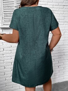 SHEIN LUNE 大碼斑點印花蝙蝠袖連衣裙 - 彩色 - 查看 3