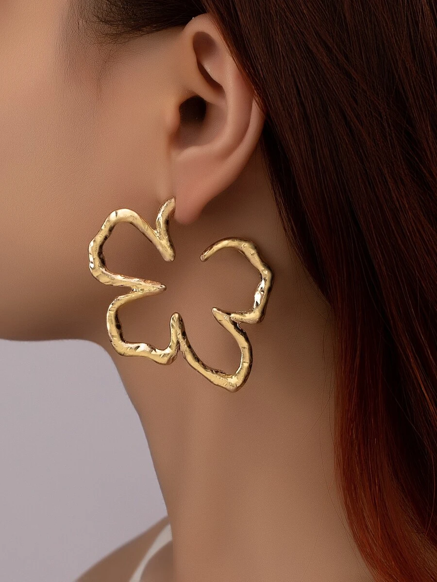 Hoa thiết kế Cuff Hoop Hoa tai Valentine, Mẹ, Mẹ, Ngày của Mẹ, Quà tặng - Vàng - Xem 1