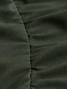 ROMWE Solid Cold Shoulder Ruffle Hem Dress - Army Green - View 4