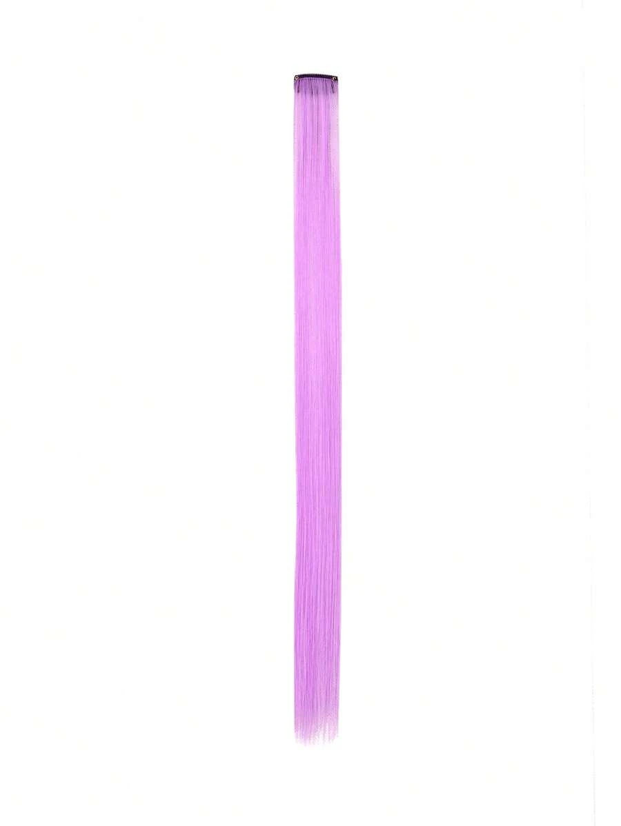 Clip In Long Straight Synthetic Hair Extension - Mauve Purple - View 1