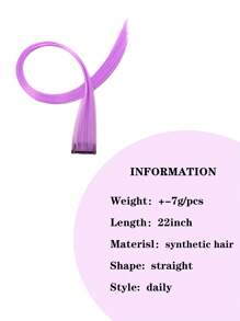 Clip In Long Straight Synthetic Hair Extension - Mauve Purple - View 3