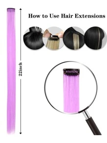 Clip In Long Straight Synthetic Hair Extension - Mauve Purple - View 5