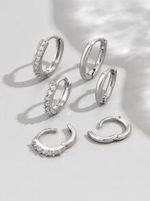 6入組/套方晶鋯石裝飾耳環