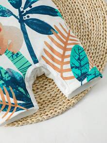 SHEIN 新生兒熱帶圖案T恤連體褲 - 白色 - 查看 7