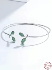 Vòng đeo tay bằng bạc trang trí hình chiếc lá - Bạc - Xem 1