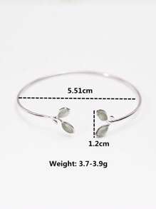 Vòng đeo tay bằng bạc trang trí hình chiếc lá - Bạc - Xem 4