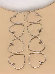 8 pièces Breloques en forme de cœur creux plaquées argent et or, accessoires de pendentif d'artisanat de bijoux DIY