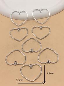 8 pièces Breloques en forme de cœur creux plaquées argent et or, accessoires de pendentif d'artisanat de bijoux DIY