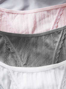 Women's Casual Tie Dye Knitted Fabric Contrast Lace Bikini Panties Underwear Set Multicolored - Multicolor - View 5