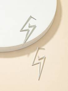 1 đôi bông tai hình tia sét thời trang dành cho nữ, hoàn hảo cho quà tặng lễ hội và tiệc tùng - Bạc - Xem 4