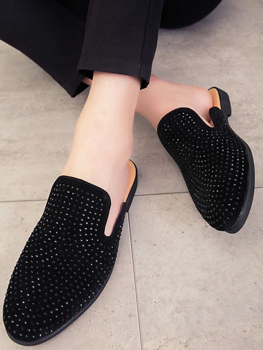 Men Rhinestone Decor Loafers, Fashion Outdoor Mule Loafers
