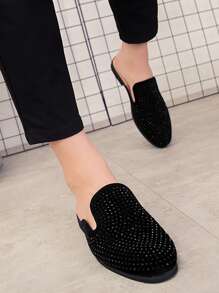 男士水鑽裝飾時尚戶外穆勒樂福鞋 - 黑色 - 查看 5