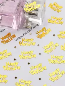 1pack PVC Throwing Confetti, Modern Slogan Design Tissue Confetti For Birthday Party,Christmas - Gold - View 4