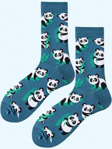 男士熊貓圖案中筒襪 - 彩色 - 查看 2