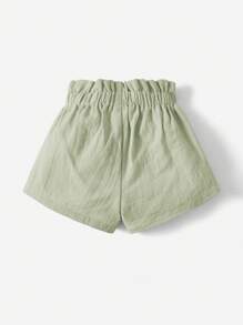 SHEIN Baby Paperbag Waist Knot Front Shorts - Mint Green - View 2
