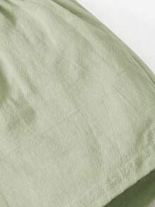 SHEIN Baby Paperbag Waist Knot Front Shorts - Mint Green - View 3