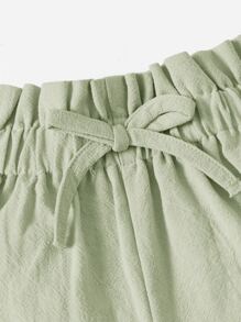SHEIN Baby Paperbag Waist Knot Front Shorts - Mint Green - View 4