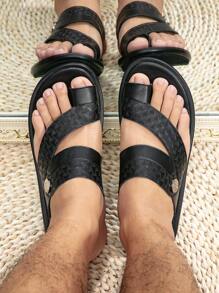 男士拖鞋，舒適休閒阿拉伯拖鞋 - 黑色 - 查看 5