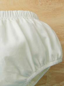 SHEIN Leap Crew Baby Girl Solid Color Casual Triangle Shorts With Elastic Waist, Suitable For Summer - Lilac Purple - View 3