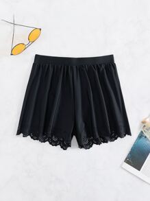 Đáy Bikini Nữ Cắt ra Sò điệp màu trơn - màu đen - Xem 3