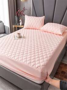 1 Stück rosa Spannbettlaken, modernes Verbundstoff Spannbetttuch für Zuhause - Pink - Übersicht 11