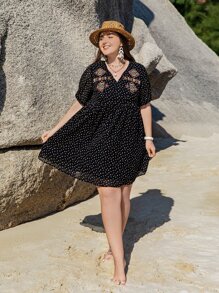 Rusttydustty 大碼滿版印花洋裝 - 黑色 - 查看 5