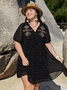 Rusttydustty 大碼滿版印花洋裝 - 黑色 - 查看 1