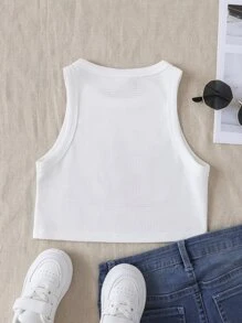 SHEIN Girls Letter Graphic Crop Tank Top - White - View 2