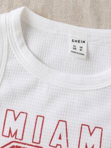 SHEIN Girls Letter Graphic Crop Tank Top - White - View 4