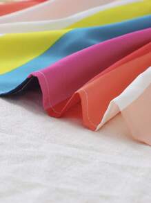 SHEIN Leap Crew Tween Girl Rainbow Striped Print Flare Skirt - Multicolor - View 4