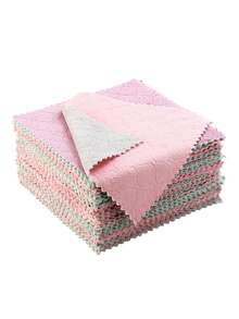 10/5/1pc Mixed Color Reversible Coral Fleece Thick Soft Dish Washing Cleaning Cloth, Home Kitchen Cleaning Supplies - Multicolor - View 4