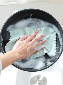 10/5/1pc Mixed Color Reversible Coral Fleece Thick Soft Dish Washing Cleaning Cloth, Home Kitchen Cleaning Supplies - Multicolor - View 7