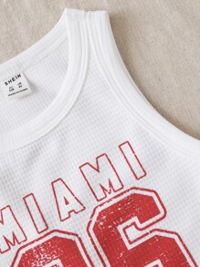SHEIN Girls Letter Graphic Crop Tank Top - White - View 6