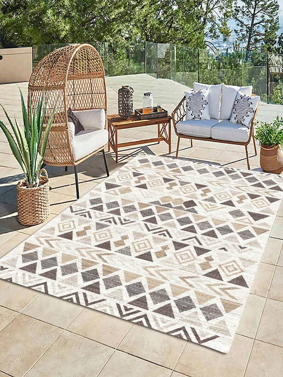 1 peça Tapete de padrão Geométrico, Tapete de Poliéster Moderno para o Chão da Casa, para Todas as Estações, Decoração de Quarto