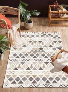 1 peça Tapete de padrão Geométrico, Tapete de Poliéster Moderno para o Chão da Casa, para Todas as Estações, Decoração de Quarto