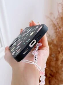 印花手機殼附帶繩子 - 黑色 - 查看 4