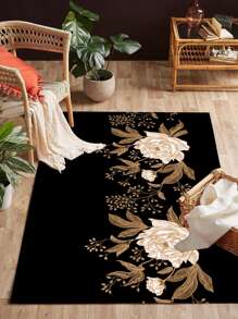 1 pieza Alfombra con patrón de flor moderno poliéster para con - Multicolor - Ver 1