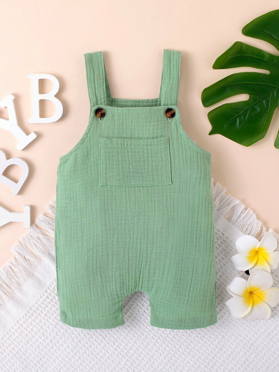 Rompers Em bé Túi Nút màu trơn - màu xanh lá - Xem 1