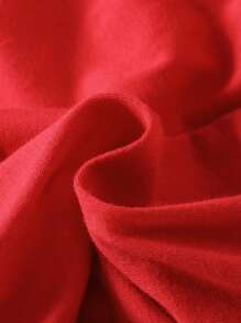 SHEIN 女孩人像圖案T恤和紙袋腰前蝴蝶結闊腿褲 - 紅色 - 查看 3