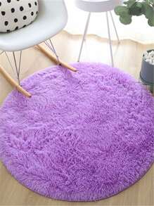 1 Thảm tròn sang trọng màu tím, Thảm trải cửa sổ phòng ngủ sang trọng Pv dày kiểu Bắc Âu, Thích hợp cho trang trí nội thất phòng trẻ em mẫu giáo - Màu tím - Xem 3