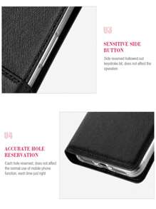 Funda del teléfono del tirón PU - Negro - Ver 8